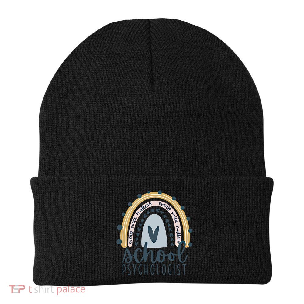 Every Voice Matters Rainbow Psych School Psychologist Funny Gift Beanie