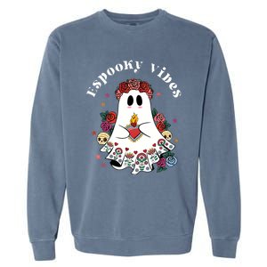 Espooky Vibes Maestra Halloween Spanish Mexican Teacher Garment-Dyed Sweatshirt