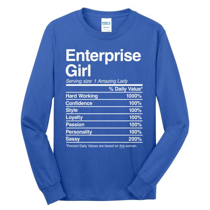 Enterprise Vintage Nutrition Facts Home Roots Info Gift Tall Long Sleeve T-Shirt