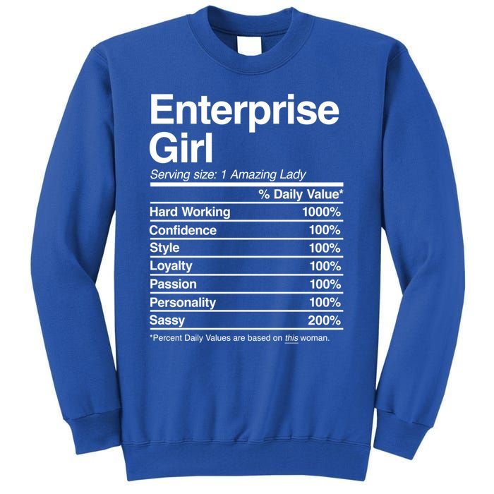 Enterprise Vintage Nutrition Facts Home Roots Info Gift Tall Sweatshirt