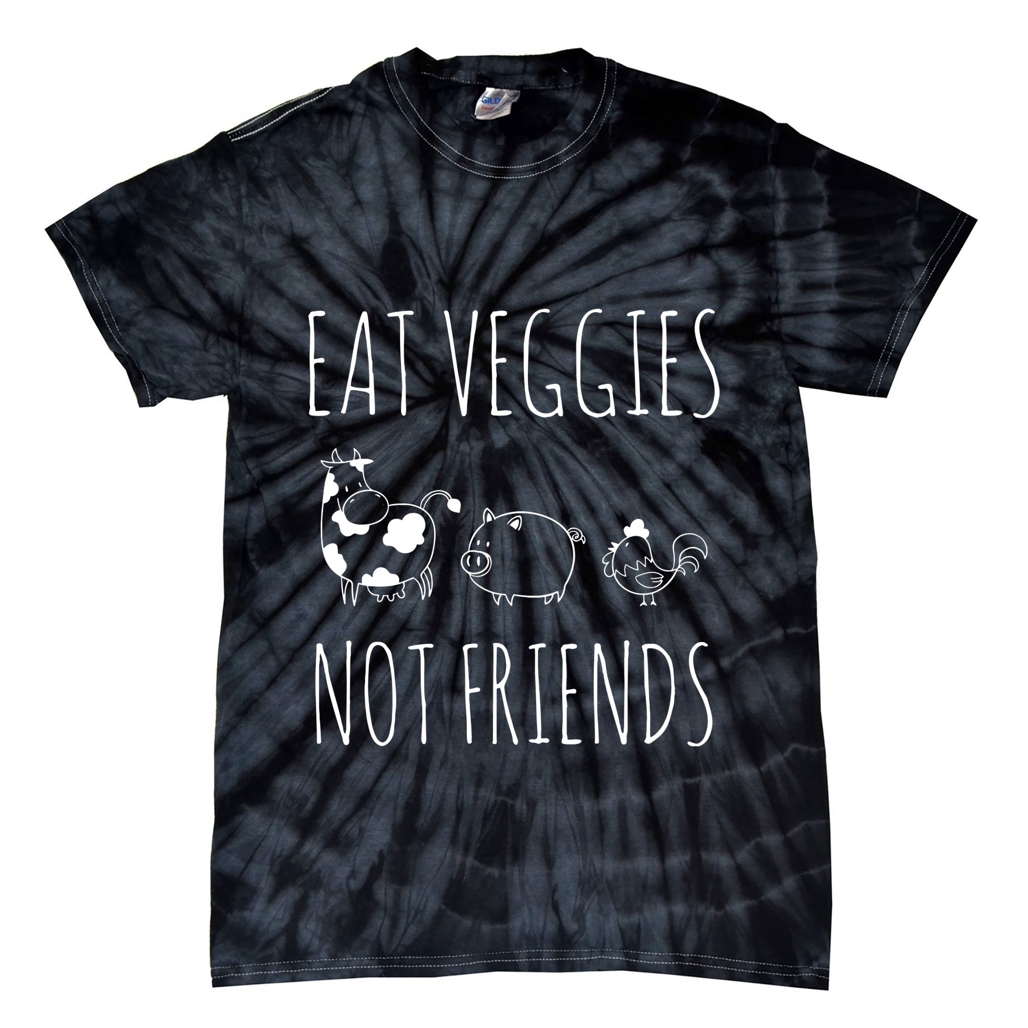Eat Veggies Not Friends Vegan Vegetarian Tie-Dye T-Shirt