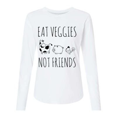 Eat Veggies Not Friends Vegan Vegetarian Womens Cotton Relaxed Long Sleeve T-Shirt