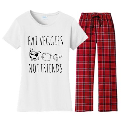 Eat Veggies Not Friends Vegan Vegetarian Women's Flannel Pajama Set