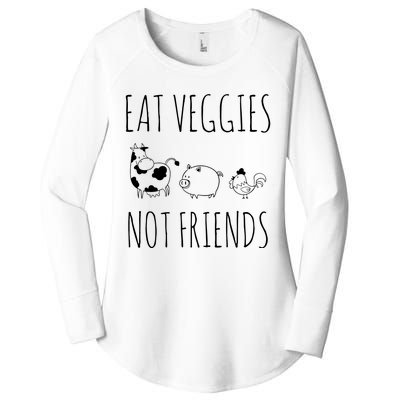 Eat Veggies Not Friends Vegan Vegetarian Women's Perfect Tri Tunic Long Sleeve Shirt