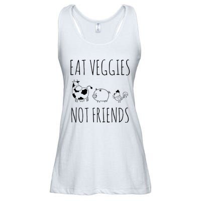 Eat Veggies Not Friends Vegan Vegetarian Ladies Essential Flowy Tank