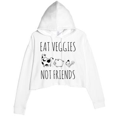 Eat Veggies Not Friends Vegan Vegetarian Crop Fleece Hoodie