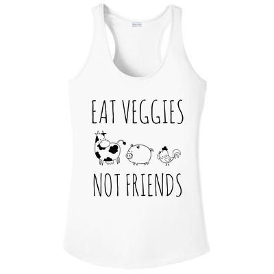 Eat Veggies Not Friends Vegan Vegetarian Ladies PosiCharge Competitor Racerback Tank