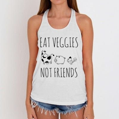 Eat Veggies Not Friends Vegan Vegetarian Women's Knotted Racerback Tank