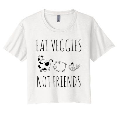 Eat Veggies Not Friends Vegan Vegetarian Women's Crop Top Tee