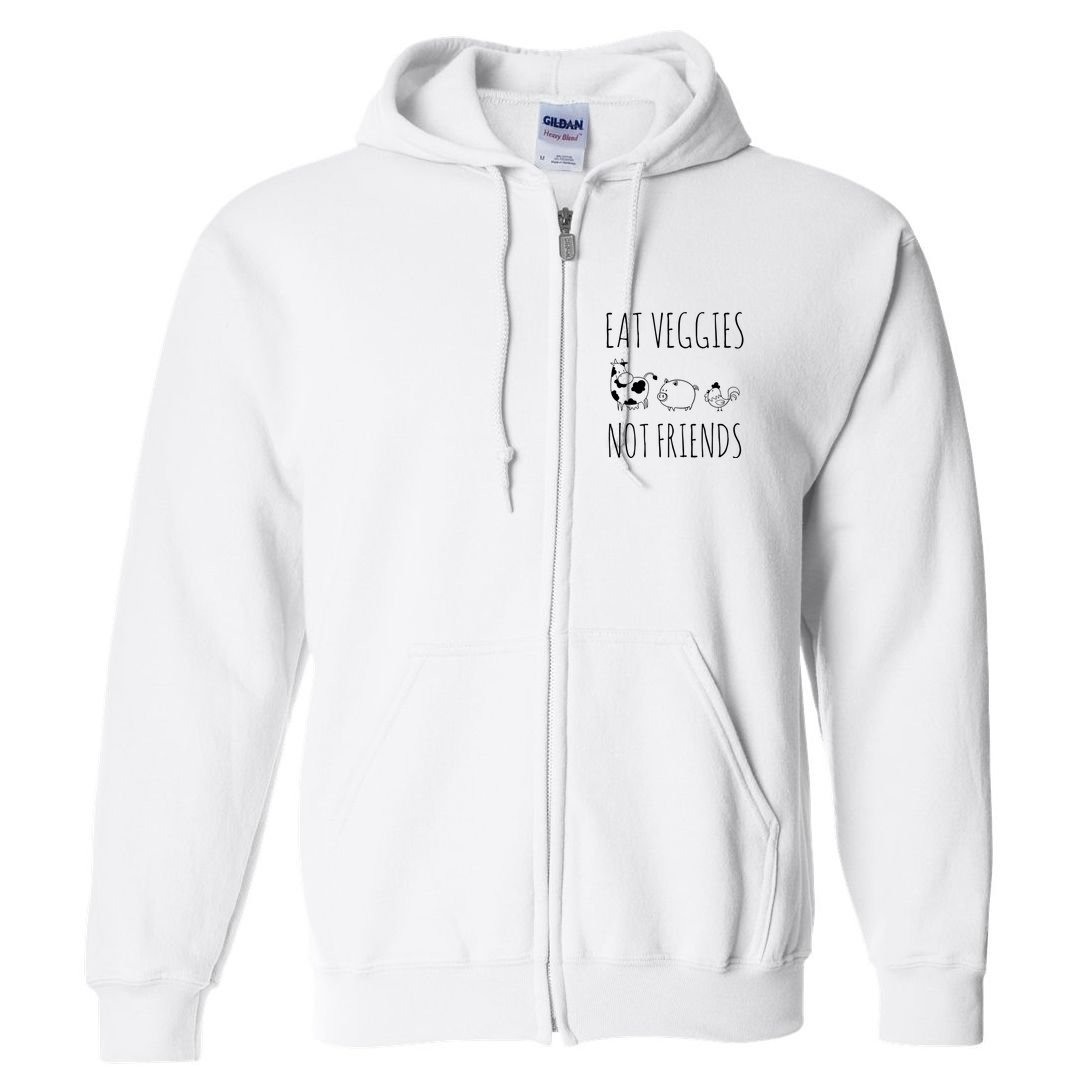 Eat Veggies Not Friends Vegan Vegetarian Full Zip Hoodie