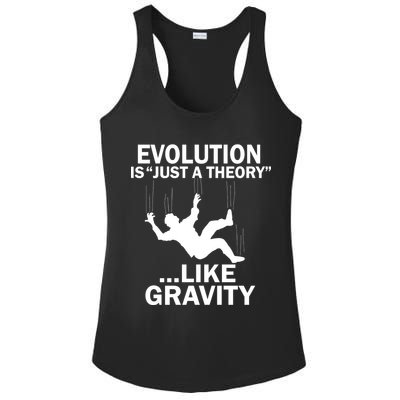 Evolution Is Just A Theory Like Gravity Ladies PosiCharge Competitor Racerback Tank