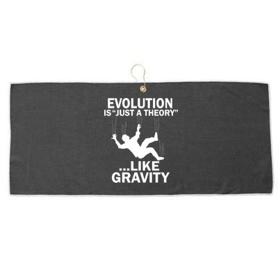 Evolution Is Just A Theory Like Gravity Large Microfiber Waffle Golf Towel