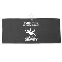 Evolution Is Just A Theory Like Gravity Large Microfiber Waffle Golf Towel