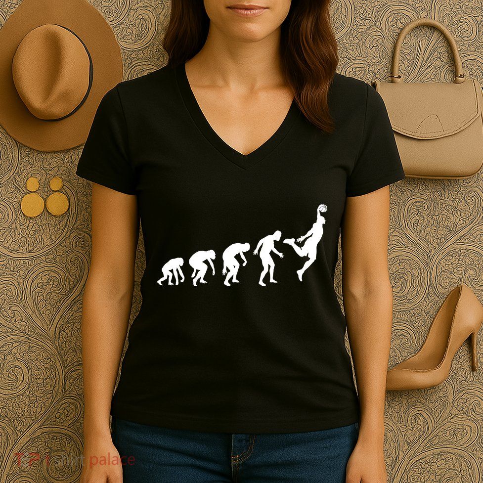 Evolution of a Hooper Basetball Player Design Women's V-Neck T-Shirt