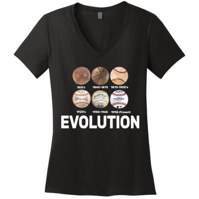 Evolution Of Baseball Women's V-Neck T-Shirt