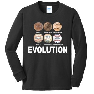 Evolution Of Baseball Kids Long Sleeve Shirt