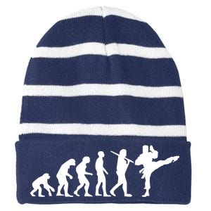 Evolution of Karate Striped Beanie with Solid Band