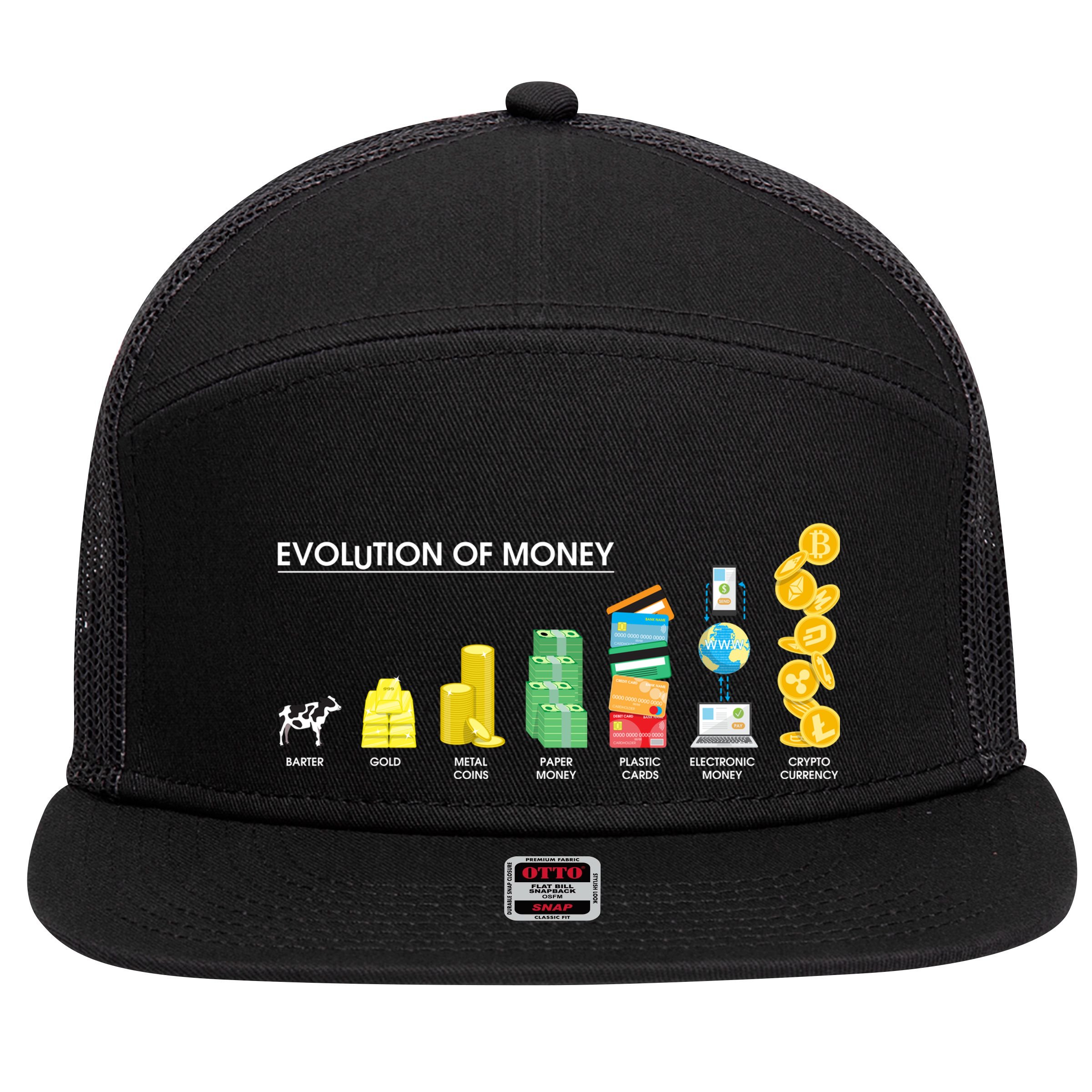 Evolution of Money 7 Panel Mesh Trucker Snapback Hat