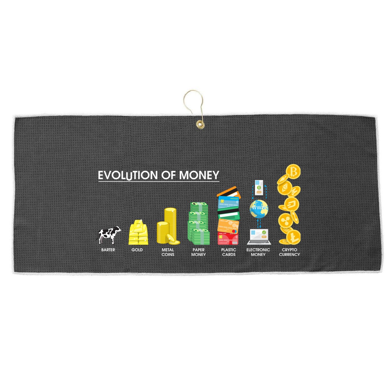 Evolution of Money Large Microfiber Waffle Golf Towel