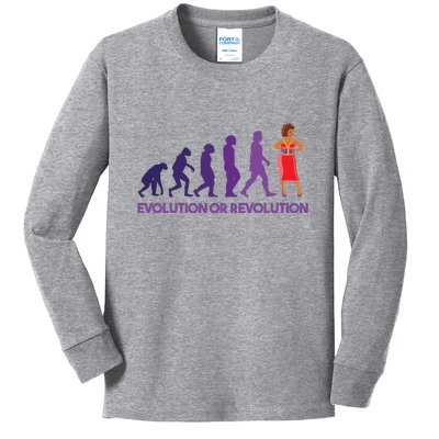 Evolution Or Revolution Kids Long Sleeve Shirt