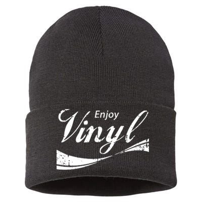 Enjoy Vinyl Record Retro Vintage Sustainable Knit Beanie