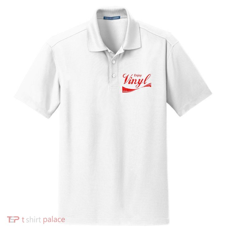 Enjoy Vinyl Record Retro Vintage Dry Zone Grid Polo