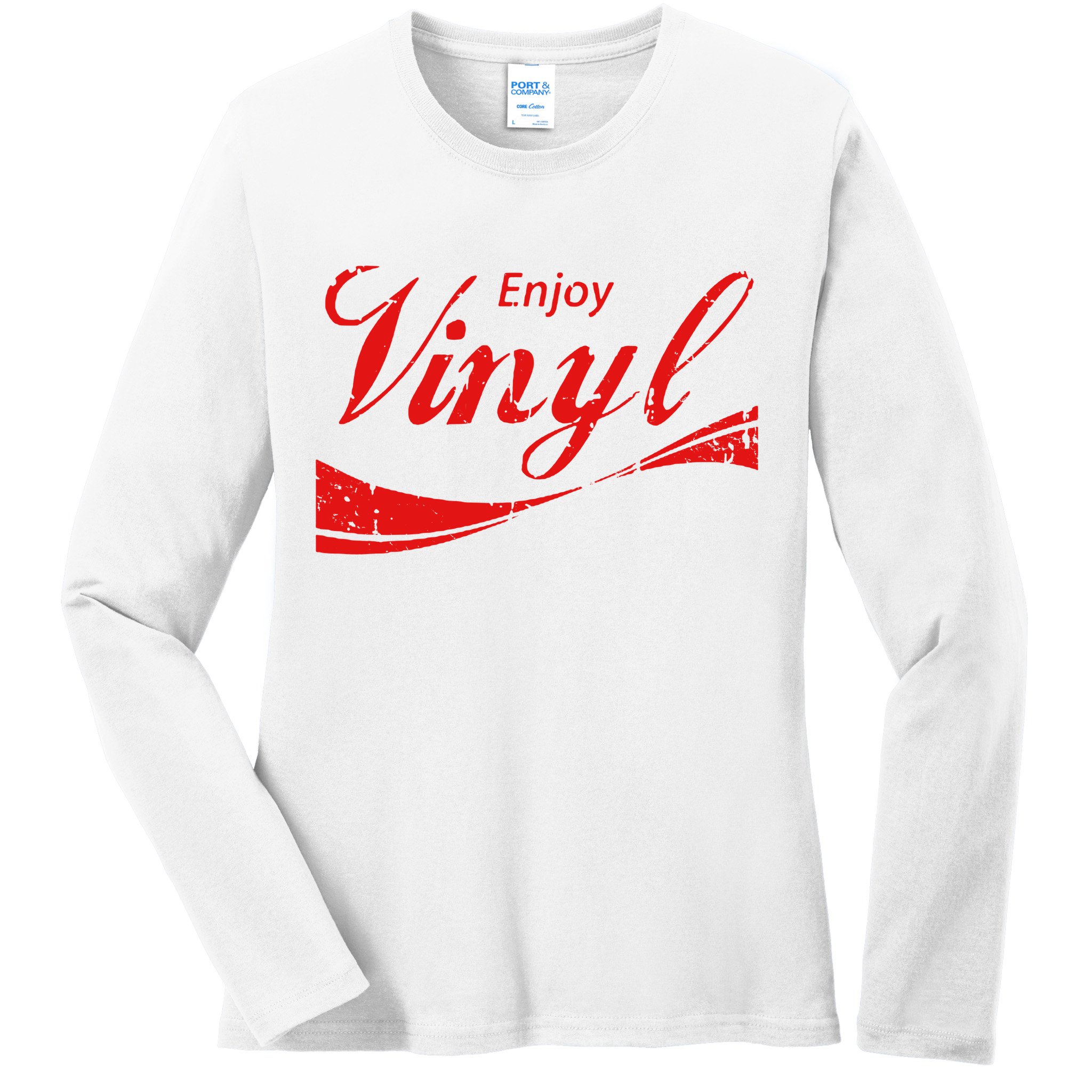 Enjoy Vinyl Record Retro Vintage Ladies Long Sleeve Shirt