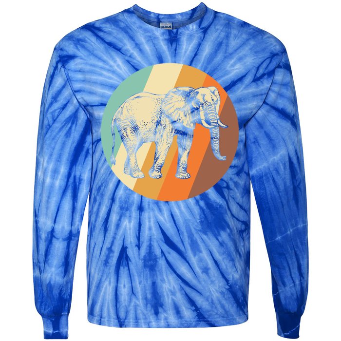 Elephant Vintage Retro Elephant Gift Tie-Dye Long Sleeve Shirt