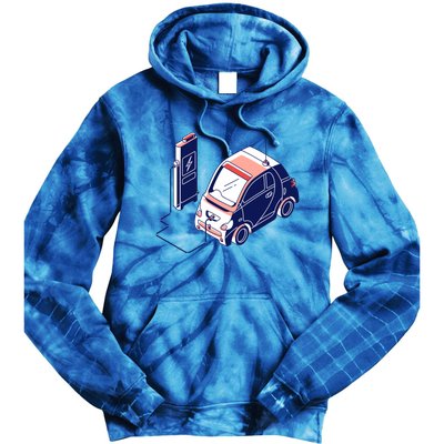 Electric Vehicle Renewable Energy Ev Fossil Fuel Vegan Gift Tie Dye Hoodie