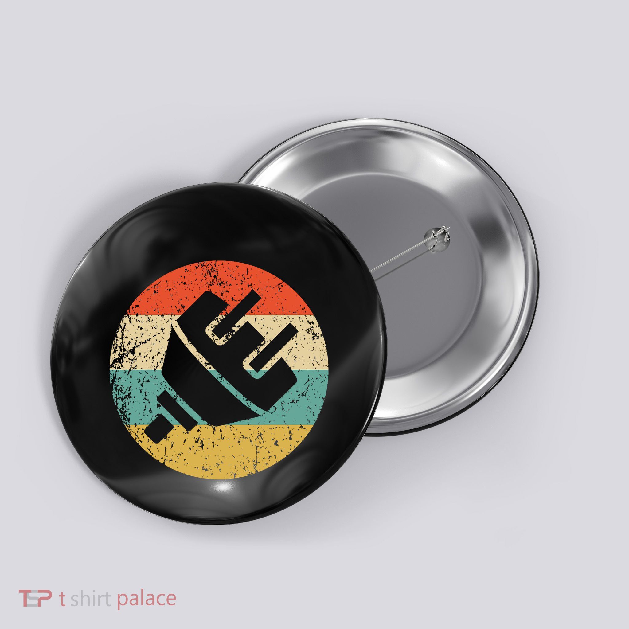 Electrician Vintage Retro Electric Plug Button