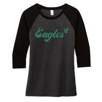 Eagles Vintage Retro Women's Tri-Blend 3/4-Sleeve Raglan Shirt