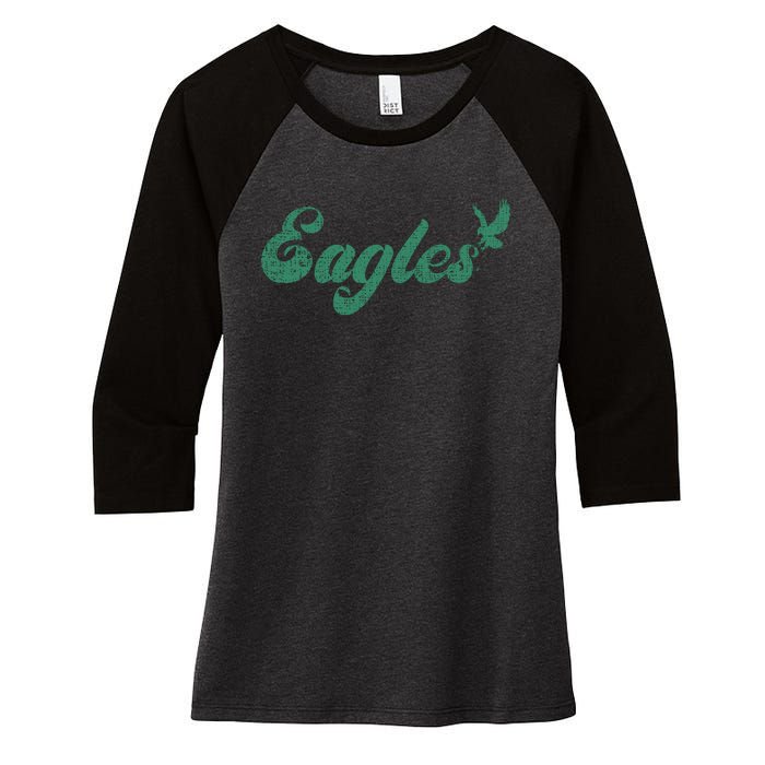 Eagles Vintage Retro Women's Tri-Blend 3/4-Sleeve Raglan Shirt