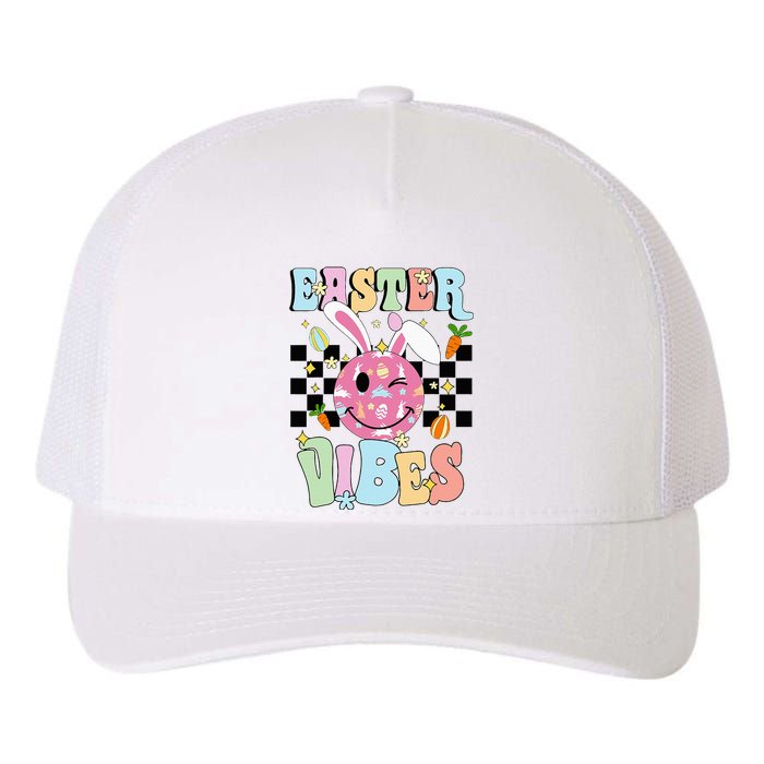 Easter Vibes Smiles Happy Face Bunny Yupoong Adult 5-Panel Trucker Hat