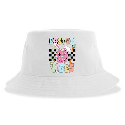 Easter Vibes Smiles Happy Face Bunny Sustainable Bucket Hat