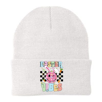 Easter Vibes Smiles Happy Face Bunny Knit Cap Winter Beanie