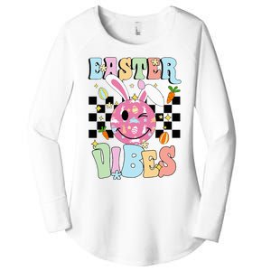 Easter Vibes Smiles Happy Face Bunny Women's Perfect Tri Tunic Long Sleeve Shirt