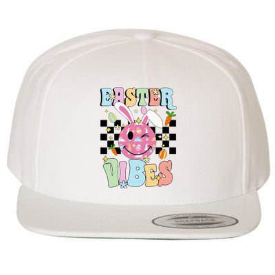 Easter Vibes Smiles Happy Face Bunny Wool Snapback Cap