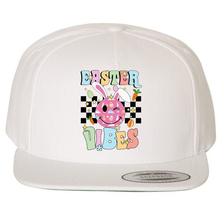 Easter Vibes Smiles Happy Face Bunny Wool Snapback Cap