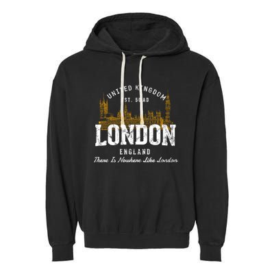 England Vacation Souvenir Vintage London Garment-Dyed Fleece Hoodie