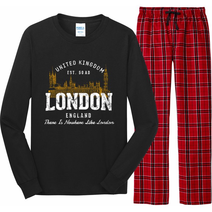 England Vacation Souvenir Vintage London Long Sleeve Pajama Set