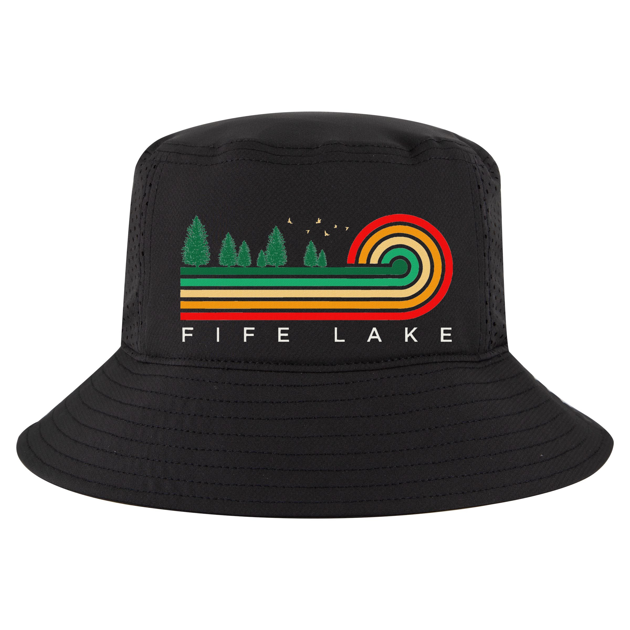 Evergreen Vintage Stripes Fife Lake Michigan Cool Comfort Performance Bucket Hat