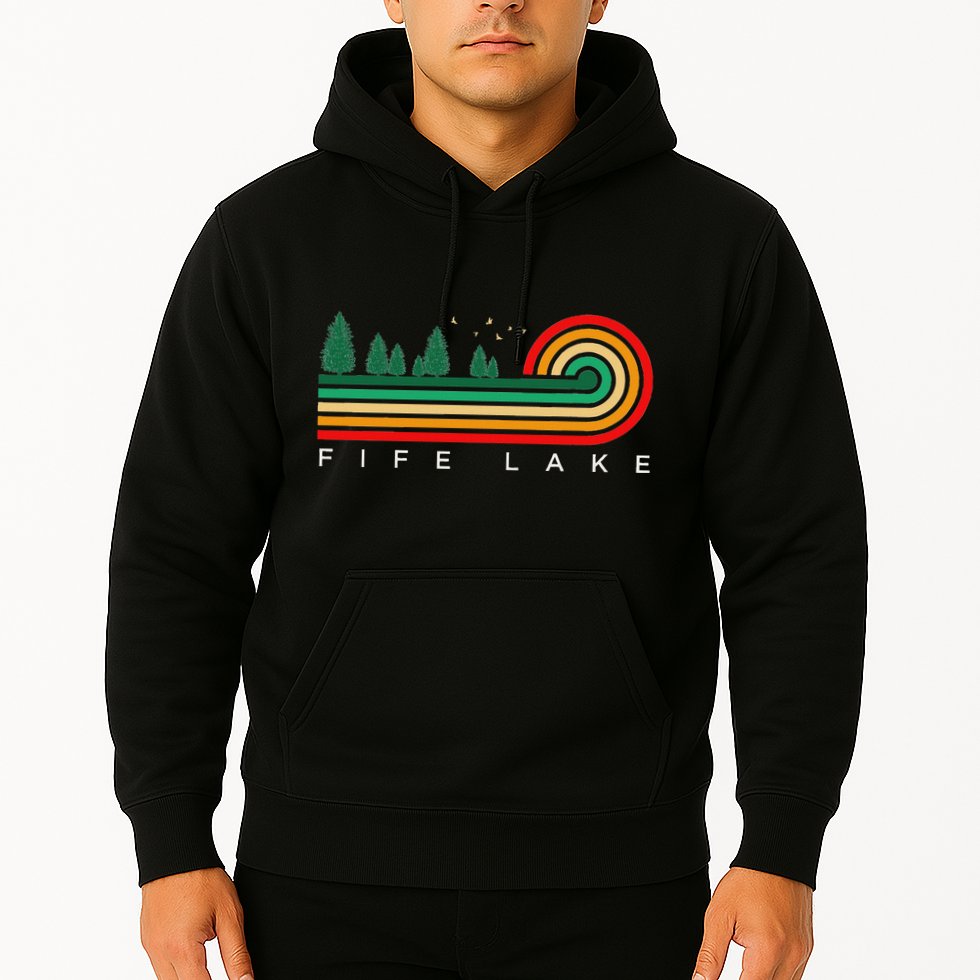 Evergreen Vintage Stripes Fife Lake Michigan Hoodie