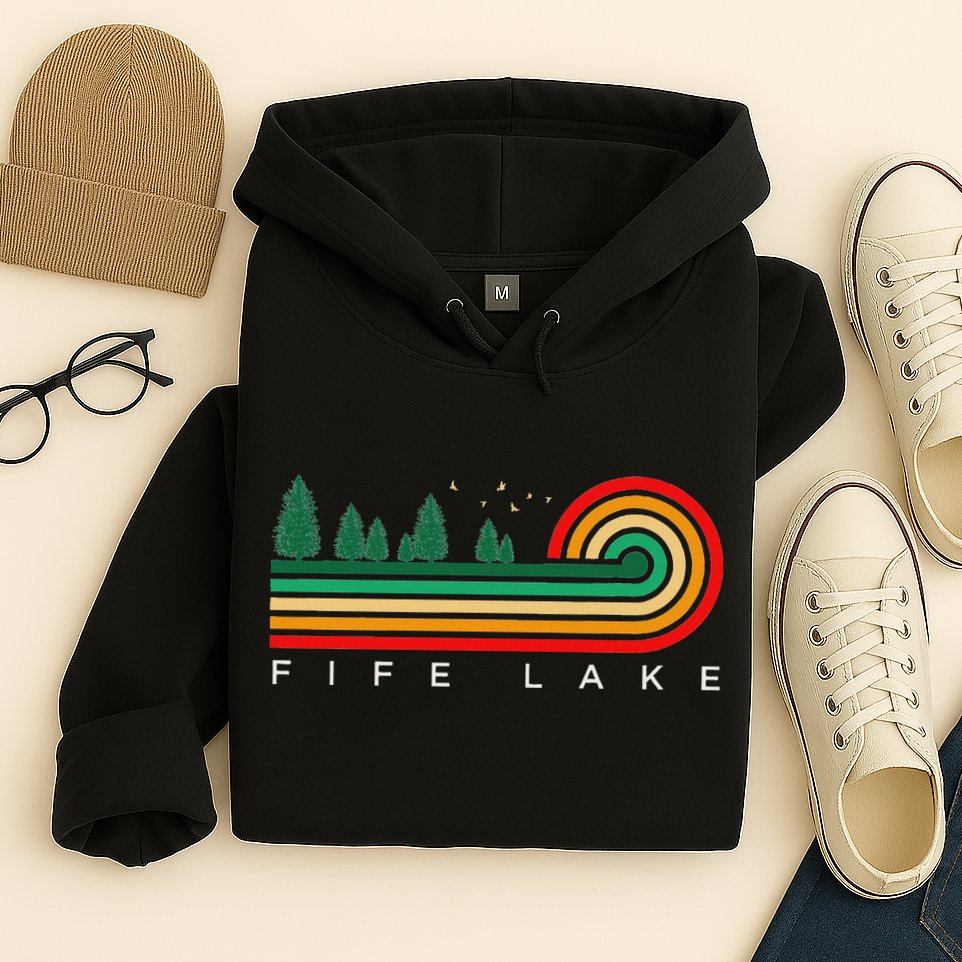Evergreen Vintage Stripes Fife Lake Michigan Hoodie