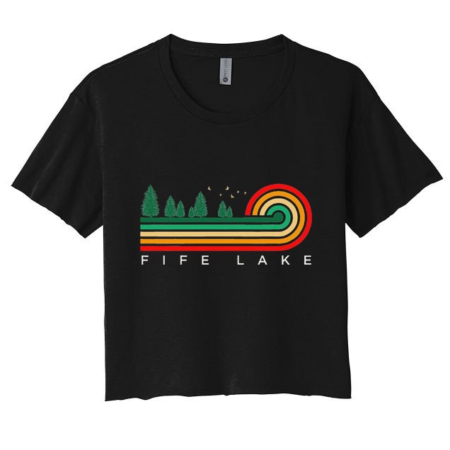 Evergreen Vintage Stripes Fife Lake Michigan Crop Top