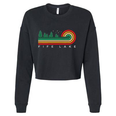 Evergreen Vintage Stripes Fife Lake Michigan Cropped Pullover Crew