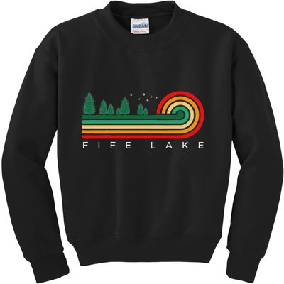 Evergreen Vintage Stripes Fife Lake Michigan Kids Sweatshirt