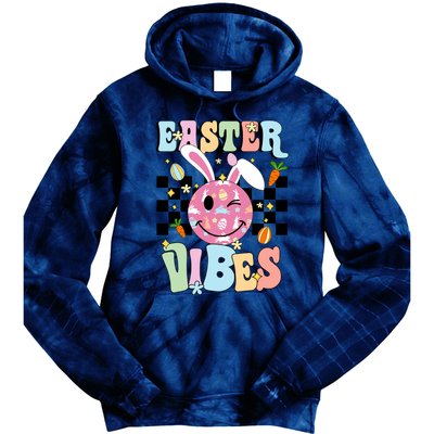 Easter Vibes Smiles Happy Face Bunny Happy Easter Tie Dye Hoodie