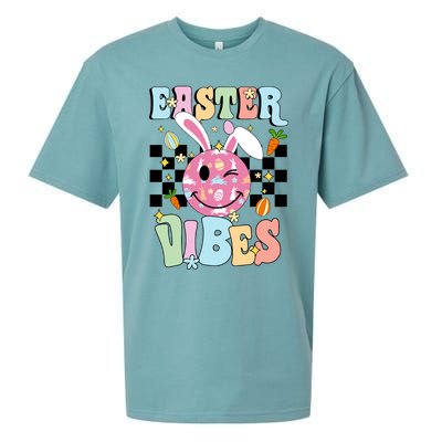 Easter Vibes Smiles Happy Face Bunny Happy Easter Sueded Cloud Jersey T-Shirt