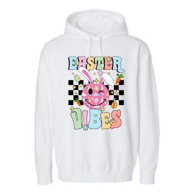 Easter Vibes Smiles Happy Face Bunny Happy Easter Garment-Dyed Fleece Hoodie