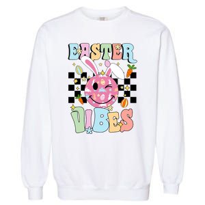 Easter Vibes Smiles Happy Face Bunny Happy Easter Garment-Dyed Sweatshirt